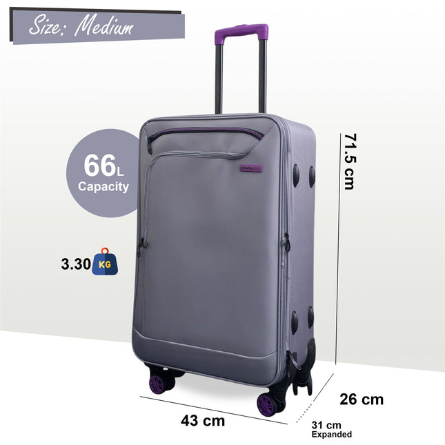 Lightweight Soft Shell 8 Wheels Luggage Travel Cabin Holiday Bags Suitcase Set