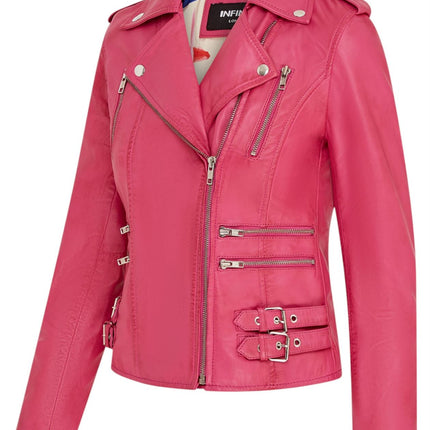 Womens Leather Brando Biker Jacket-Orlando