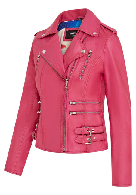 Womens Leather Brando Biker Jacket-Orlando