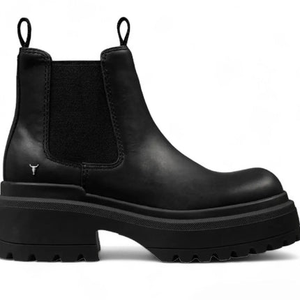 Windsorsmith Womens Black Chunky Leather Platform Chelsea Boots - Dopamine