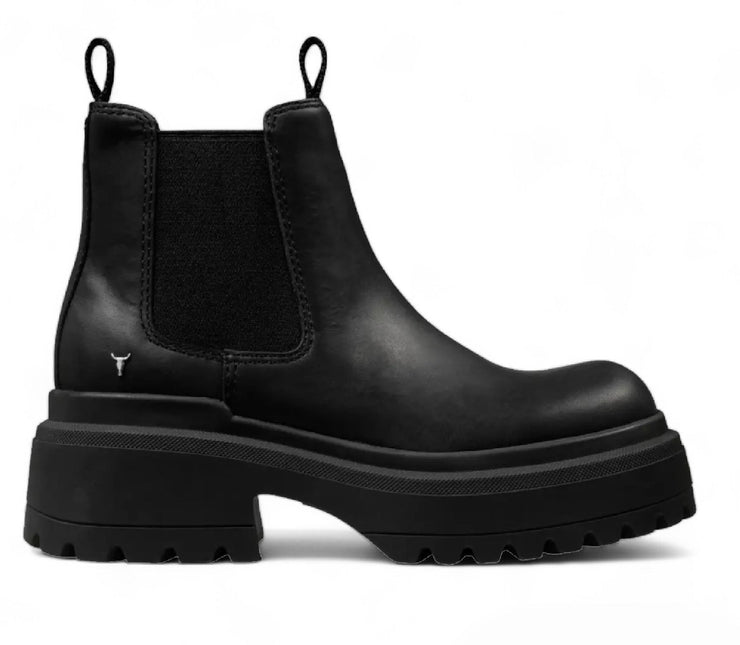 Windsorsmith Womens Black Chunky Leather Platform Chelsea Boots - Dopamine