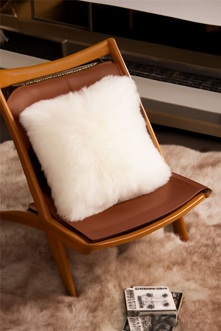 Genuine Sheepskin Ivory  40x40cm Real Wool Single Sided Cushion