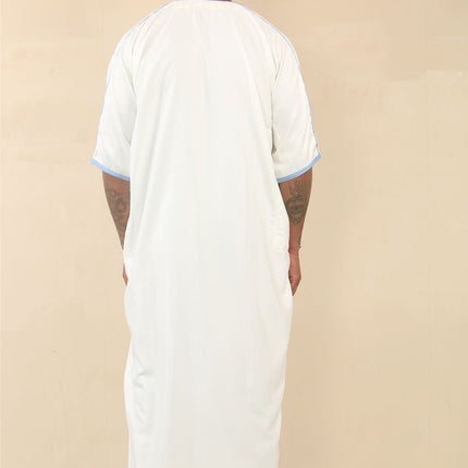 Men's White Moroccan Thobe Djellaba Jubba Robe Eid