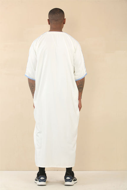 Men's White Moroccan Thobe Djellaba Jubba Robe Eid