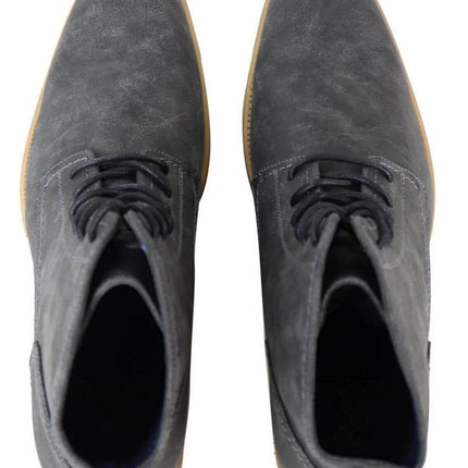 Mens Matt Grey Suede Lace Up Ankle Boots