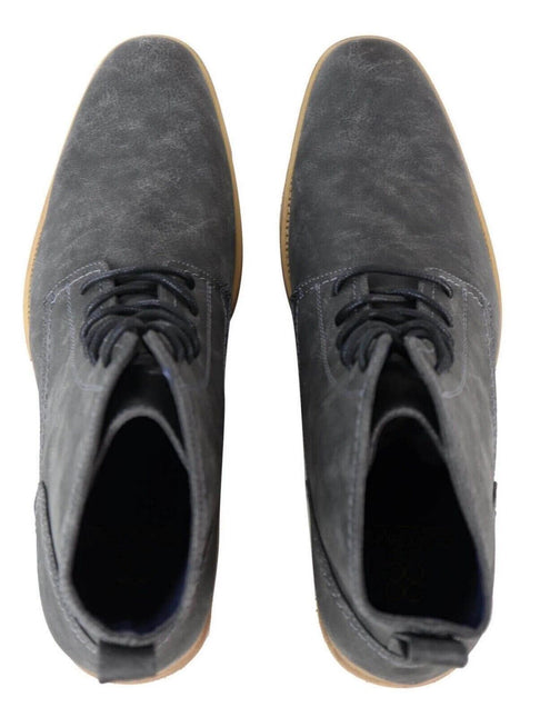 Mens Matt Grey Suede Lace Up Ankle Boots