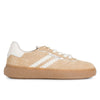 Tamaris Womens Beige White Leather Fashion Stripe Lace Up Sneakers