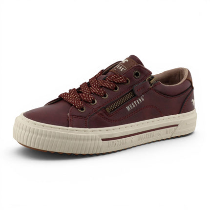 Mustang Women's Burgundy Faux Leather Trainer Sneaker Casual Shoes - M0112011