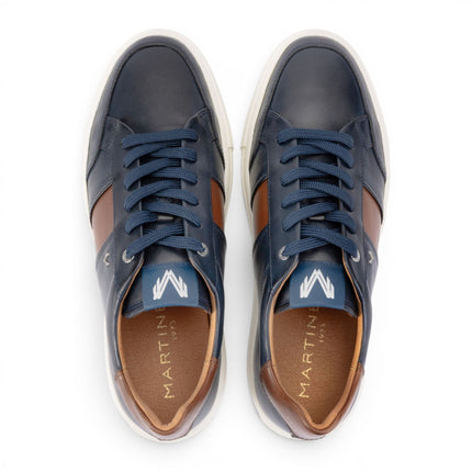 Martinelli Men's Blue Leather Sneakers Trainer Shoes - Hastings