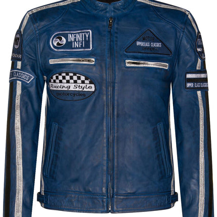 Mens Racing Leather Biker Jacket-Portland