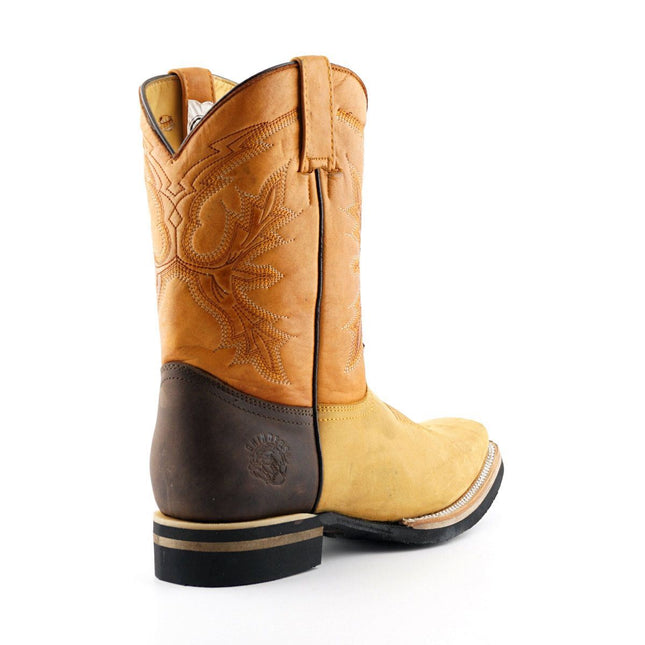 Grinders Tan Mid-Calf Cowboy Leather Boots - El Paso
