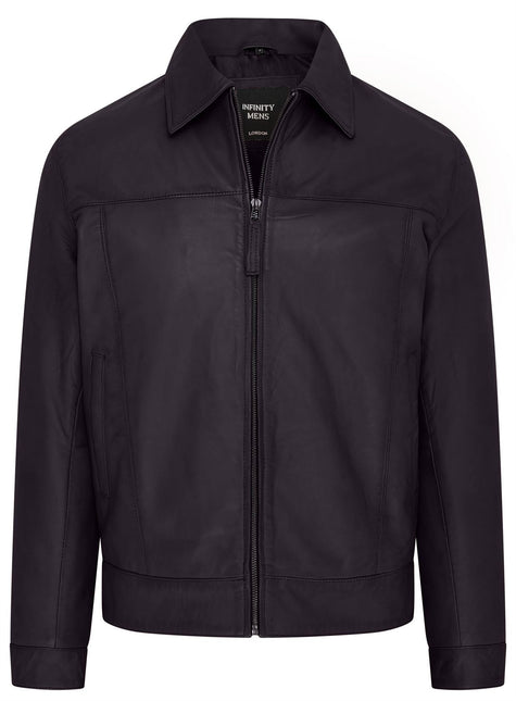 Mens Retro 100% Nappa Leather Harington Biker Jacket