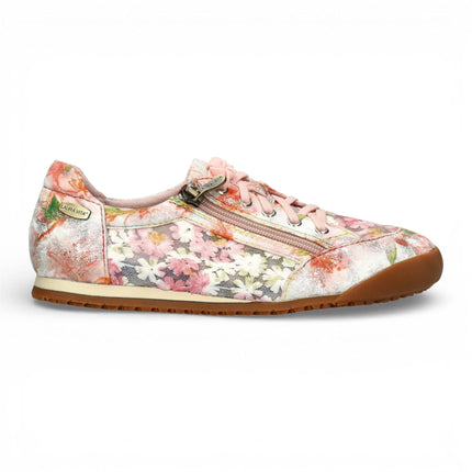 Laura Vita Women's Tivanao-05 Rose Pink Floral Leather Trainers Zip Sneaker Shoes