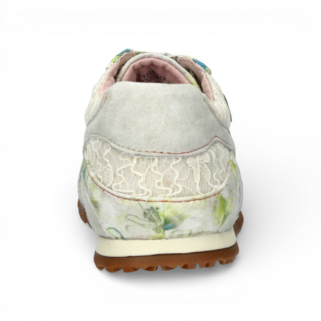 Laura Vita Women's Tivanao-05 Beige Floral Leather Trainers Sneaker Shoes