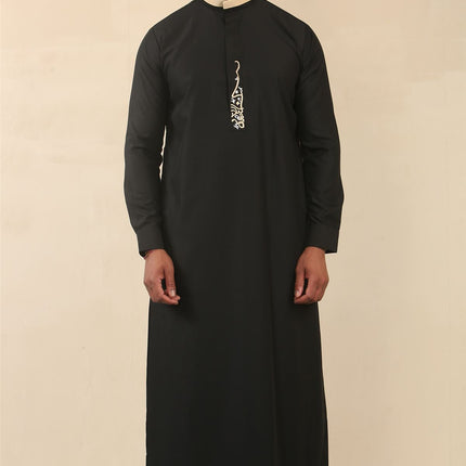 Men's Black Thobe Arab Saudi Emirati Islamic Clothing Jubba Robe