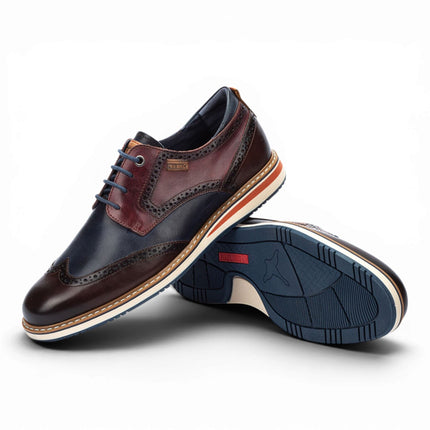 Pikolinos Men’s Brown Burgundy Leather Brogue Lace-Up Oxford Shoes - Avila