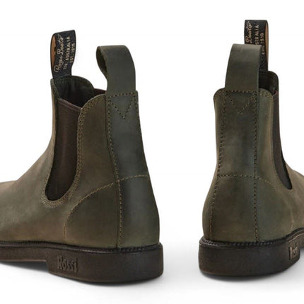 Rossi 607 Booma Moss Olive Green Leather Chelsea Boot