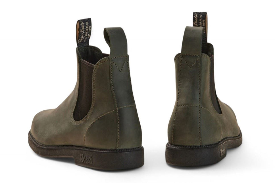 Rossi 607 Booma Moss Olive Green Leather Chelsea Boot