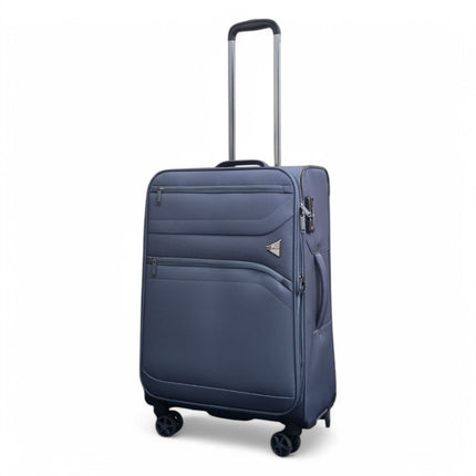 Lightweight Soft Grey Dual 4 Wheel Cabin Luggage Suitcase Set
