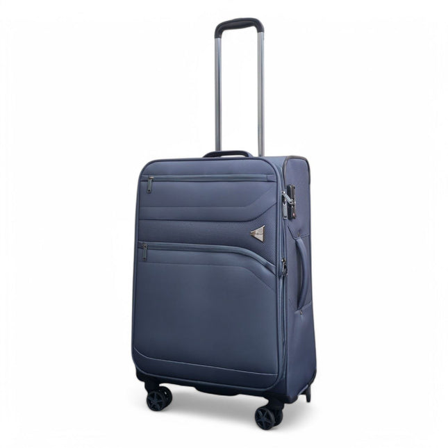 Lightweight Soft Grey Dual 4 Wheel Cabin Luggage Suitcase Set