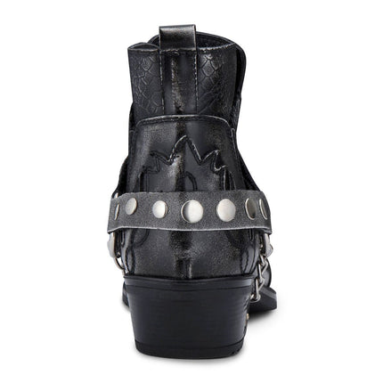 Mens Grey Snakeskin Winklepicker Cowboy Leather Ankle Boots