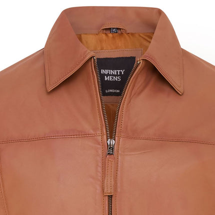 Mens Retro 100% Nappa Leather Harington Biker Jacket