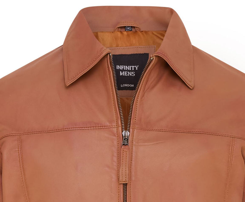 Mens Retro 100% Nappa Leather Harington Biker Jacket