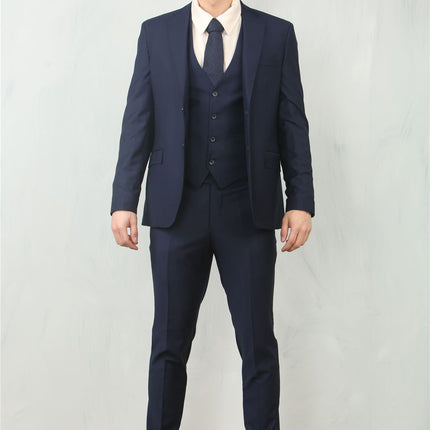 Men's Navy 3 Piece Formal Classic Prom Suit Workwear