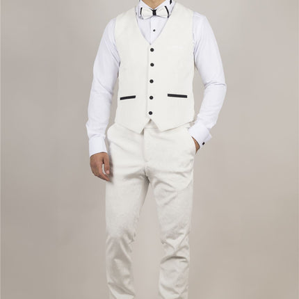 Men's White 3 Piece Velvet Wedding Tuxedo Formal Suit