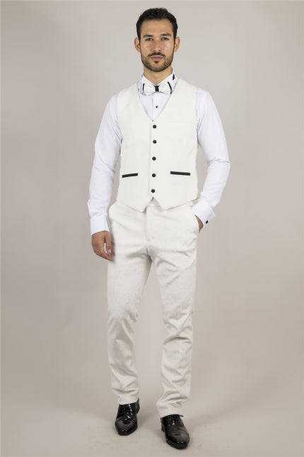 Men's White 3 Piece Velvet Wedding Tuxedo Formal Suit