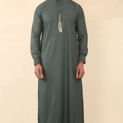 Men's Green Thobe Arab Saudi Emirati Islamic Clothing Jubba Robe