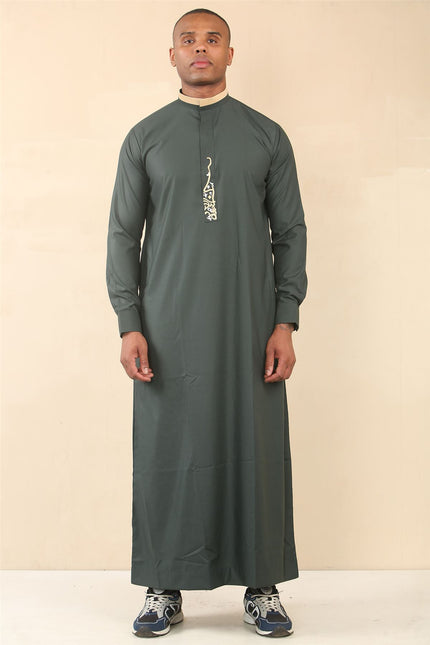 Men's Green Thobe Arab Saudi Emirati Islamic Clothing Jubba Robe