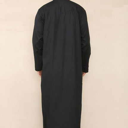Mens Black Thobe Jubba Saudi Islamic Arab Eid Emirati Kaftan Jubbah Tassel Robes