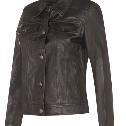 Womens Leather Trucker Jeans Jacket-Anderlecht
