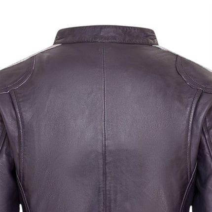 Womens Biker Racing Badges Leather Jacket-Eastleigh