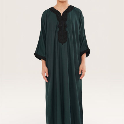 Kid's Boys Green Moroccan Thobe Jubba Robe Eid Djellaba Gandoura - K-HM62