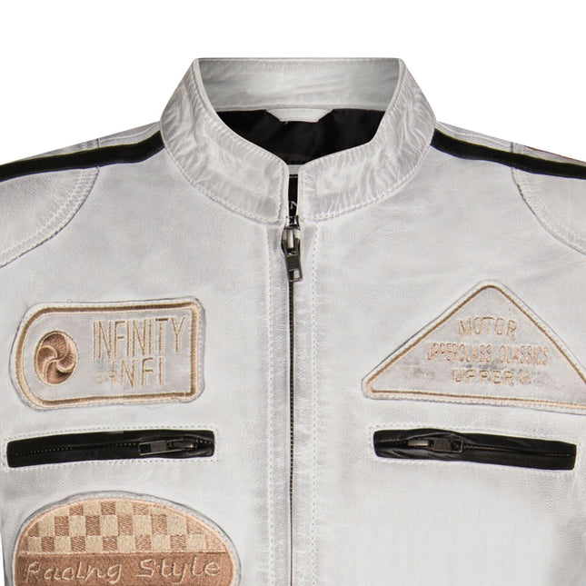 Mens Racing Leather Biker Jacket-Portland