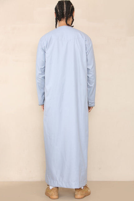 Mens Blue Thobe Jubba Saudi Islamic Arab Eid Emirati Kaftan Jubbah Tassel Robe