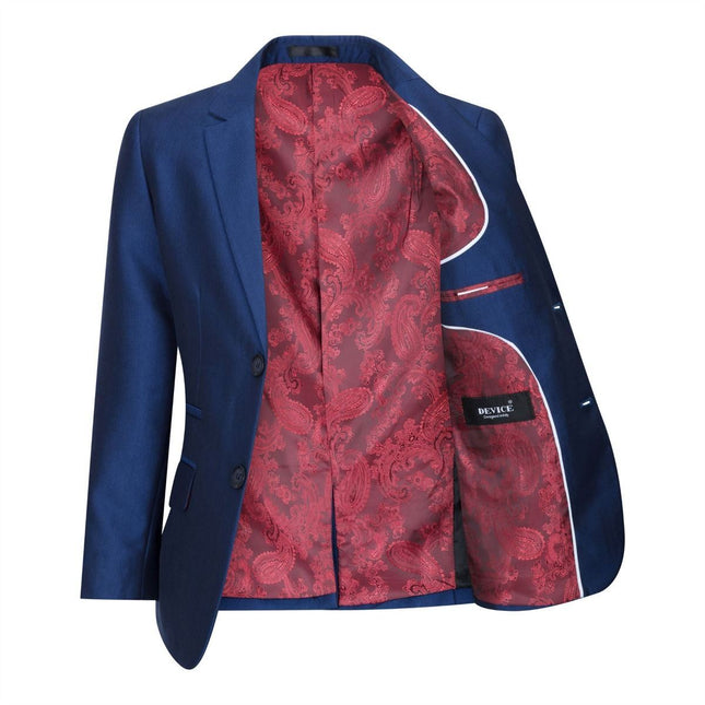 Boys 3 Piece Shiny Royal Blue Classic Suit
