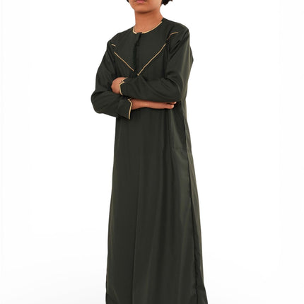 Kids Boys Ramadan Olive Green Moroccan Jubba Robe Djellaba Eid Thobe - K-TT-006
