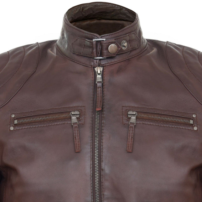 Mens Moto Leather Biker Jacket-Taiwan