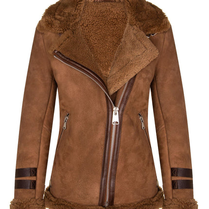Womens Sheepskin Biker Jacket-Alamar