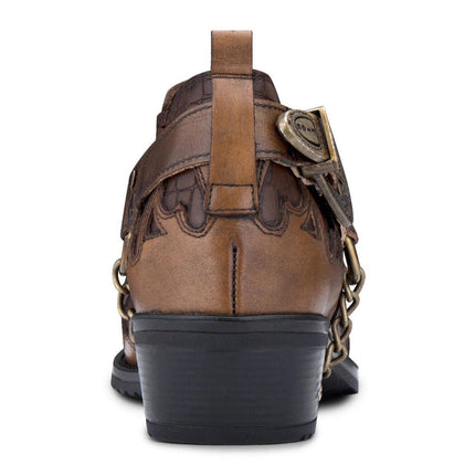 Men’S Tan Croc Leather Winklepicker Studded Western Biker Boots