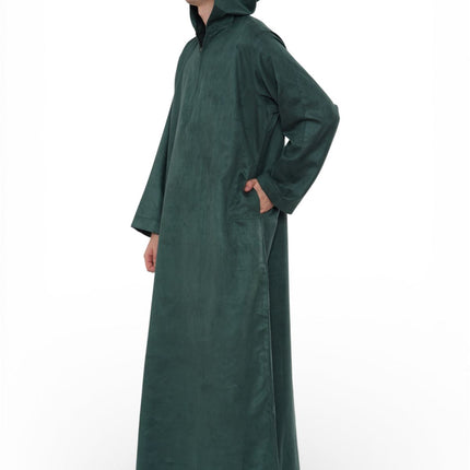 Men's Hooded Eid Green Moroccan Jubba Robe Ramadan Eid Thobe - HM12