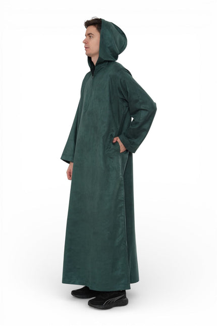 Men's Hooded Eid Green Moroccan Jubba Robe Ramadan Eid Thobe - HM12