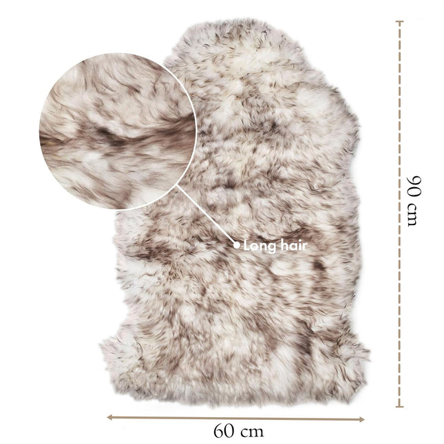 Genuine Black Wolf Tip Sheepskin Natural Silky Soft Fluffy Real Wool Rug