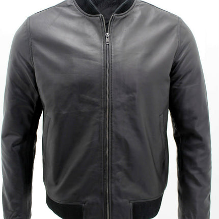 Mens Retro Varsity Leather Bomber Jacket-Pretoria