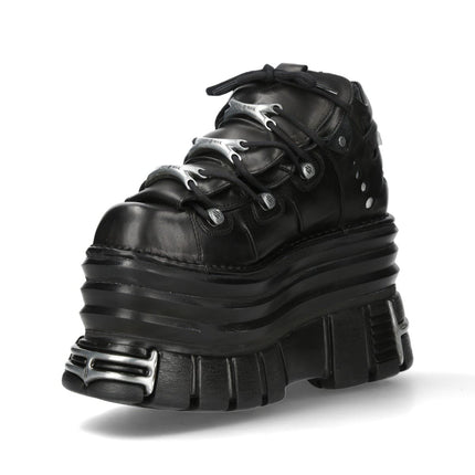 New Rock M-106-C181 Black Gothic Punk Chunky Platform Ankle Boots