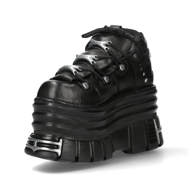 New Rock M-106-C181 Black Gothic Punk Chunky Platform Ankle Boots