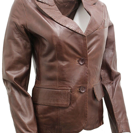 Womens Leather Blazer Jacket-Seregno